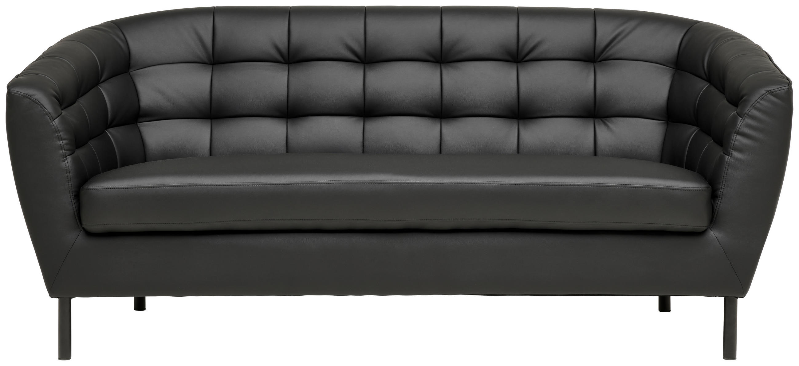 3-SITZER-SOFA Lederlook, Lederlook (vegan) Schwarz  - Schwarz, Design, Textil/Metall (191/78/84cm) - MID.YOU