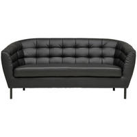 3-SITZER-SOFA Lederlook, Lederlook (vegan) Schwarz  - Schwarz, Design, Textil/Metall (191/78/84cm) - MID.YOU