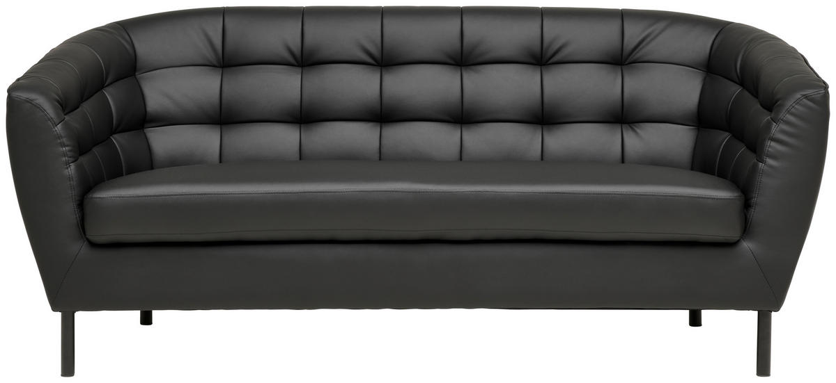3-SITZER-SOFA Lederlook, Lederlook (vegan) Schwarz  - Schwarz, Design, Textil/Metall (191/78/84cm) - MID.YOU