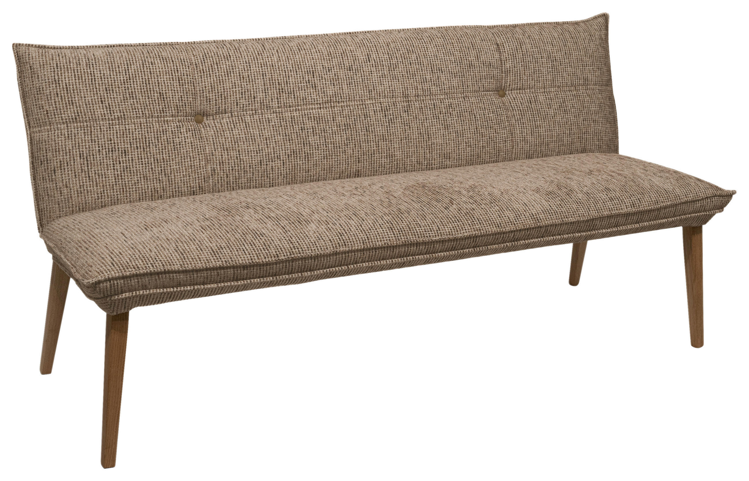 SITZBANK 179/86/65 cm Chenille Braun, Eichefarben Eiche massiv Holz  - Eichefarben/Eschefarben, KONVENTIONELL, Holz/Textil (179/86/65cm) - Valdera