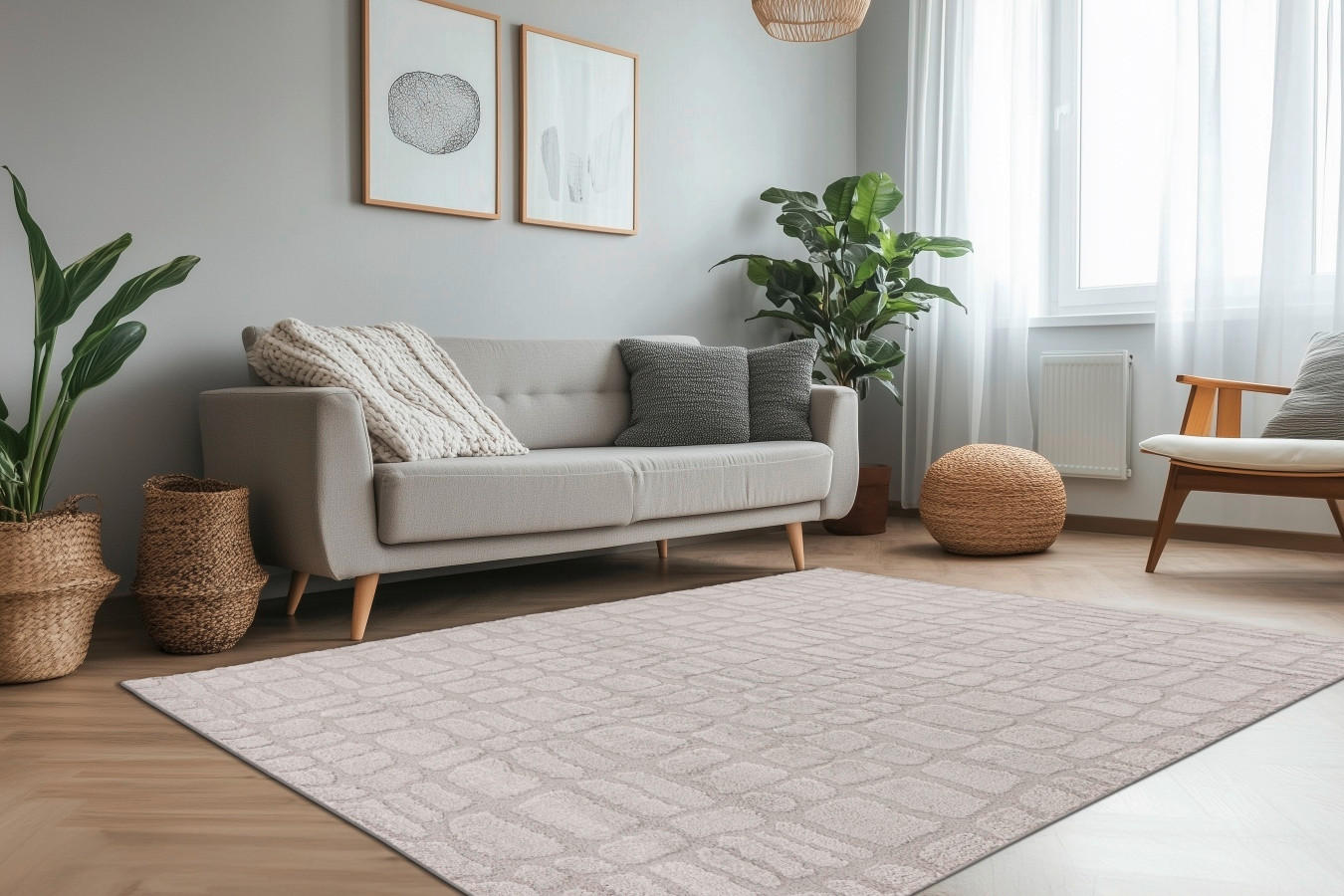 TKANI TEPIH 200/290 cm   srebrne boje   - srebrne boje, Basics, tekstil/plastika (200/290cm)