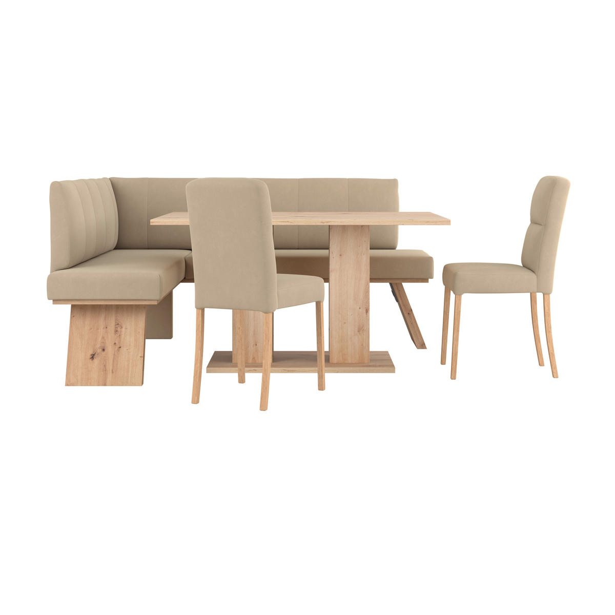 ECKBANK 150/185 cm Webstoff Beige   - Eichefarben/Beige, KONVENTIONELL, Textil (150/185cm) - Livetastic