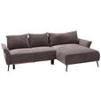 ECKSOFA Braun Chenille  - Schwarz/Braun, KONVENTIONELL, Textil/Metall (255/164cm) - Carryhome