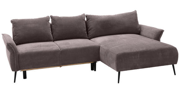 ECKSOFA Braun Chenille - Schwarz/Braun, KONVENTIONELL, Textil/Metall (255/164cm) - Carryhome