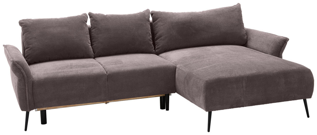 HÖRNSOFFA i chenille brun  - brun/svart, Klassisk, metall/textil (255/164cm) - MID.YOU