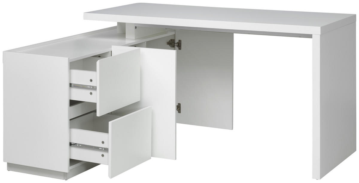 KOTNA PISALNA MIZA leseni material bela  - bela, Moderno, leseni material (150/76/120cm) - MID.YOU