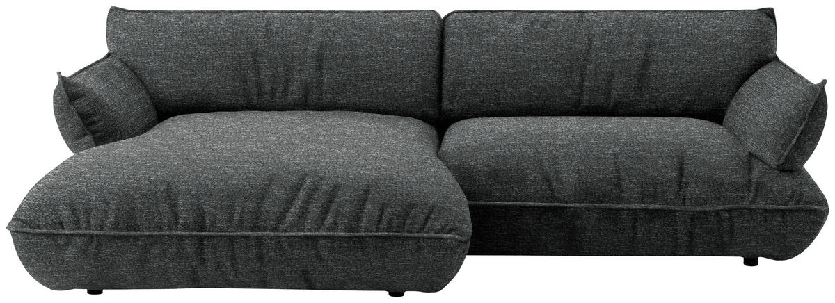 ECKSOFA  in Flachgewebe Anthrazit  185/264 cm  - Anthrazit/Schwarz, Design, Kunststoff/Textil (185/264cm) - Belluti