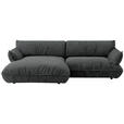 ECKSOFA  in Flachgewebe Anthrazit  185/264 cm  - Anthrazit/Schwarz, Design, Kunststoff/Textil (185/264cm) - Belluti