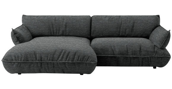ECKSOFA  in Flachgewebe Anthrazit  185/264 cm  - Anthrazit/Schwarz, Design, Kunststoff/Textil (185/264cm) - Belluti