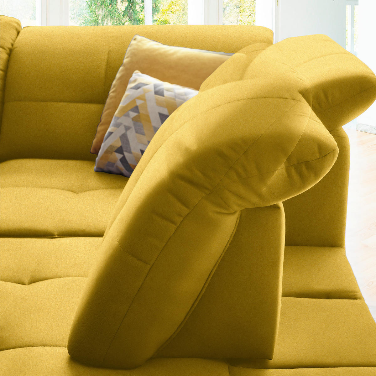 ECKSOFA in Chenille Currygelb  310/240 cm  - Currygelb/Schwarz, Design, Textil/Metall (310/240cm) - Xora
