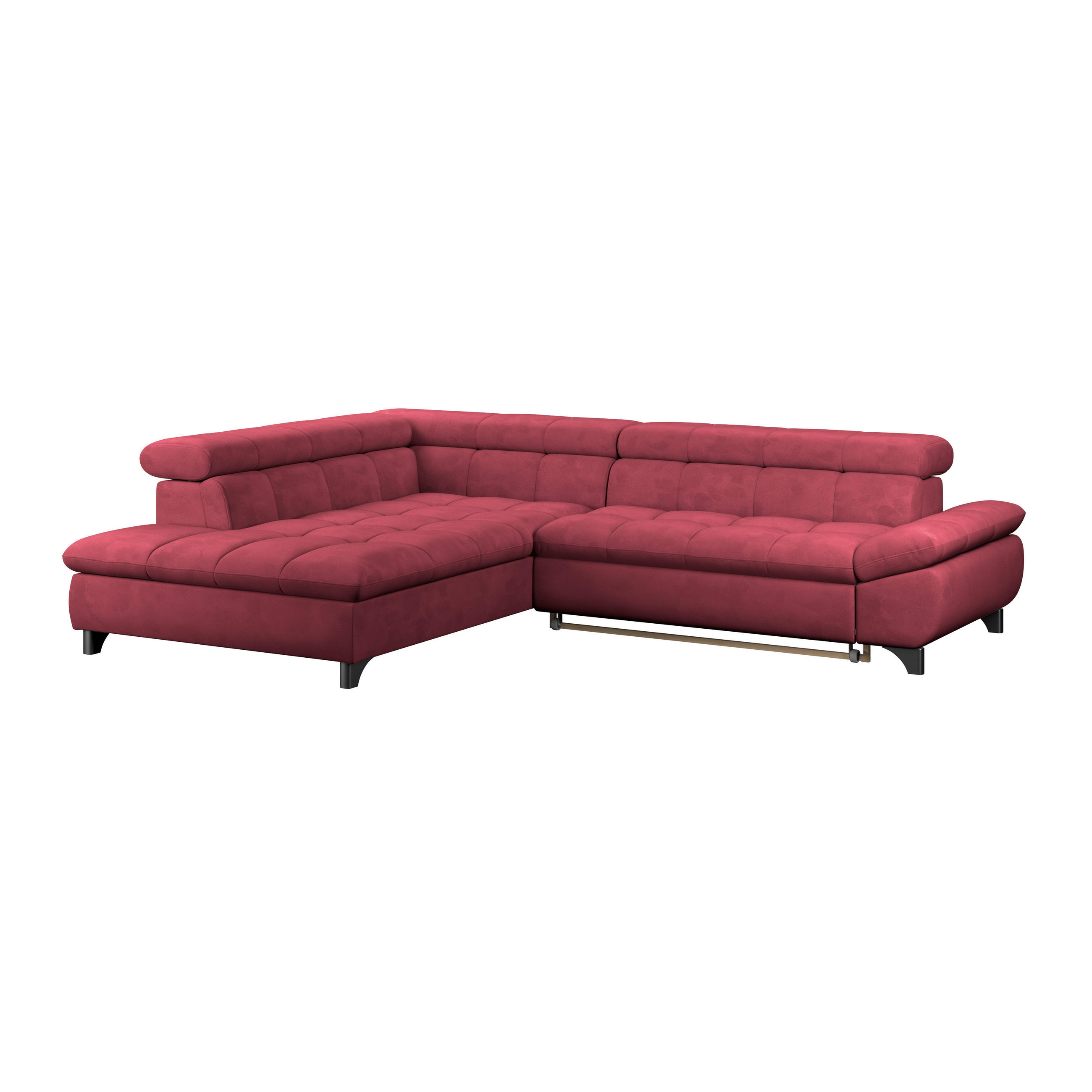 ECKSOFA Rot Chenille  - Chromfarben/Rot, KONVENTIONELL, Textil/Metall (234/312cm) - Livetastic