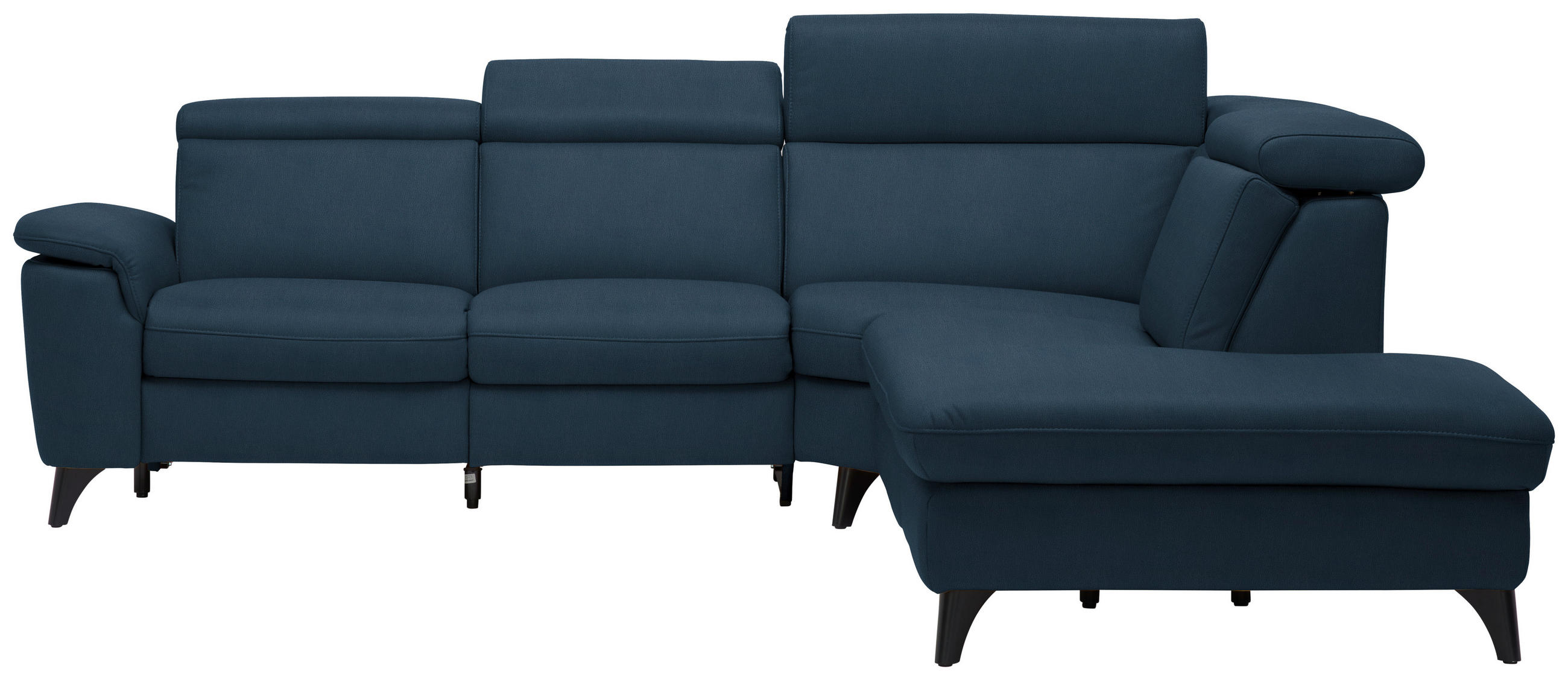 ECKSOFA in Echtleder Dunkelblau  - Schwarz/Dunkelblau, Design, Leder/Metall (285/239cm) - Cantus