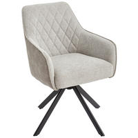 ARMLEHNSTUHL  in Eisen Webstoff, Leinenoptik  - Beige/Schwarz, MODERN, Holz/Textil (60/87/65cm) - Livetastic