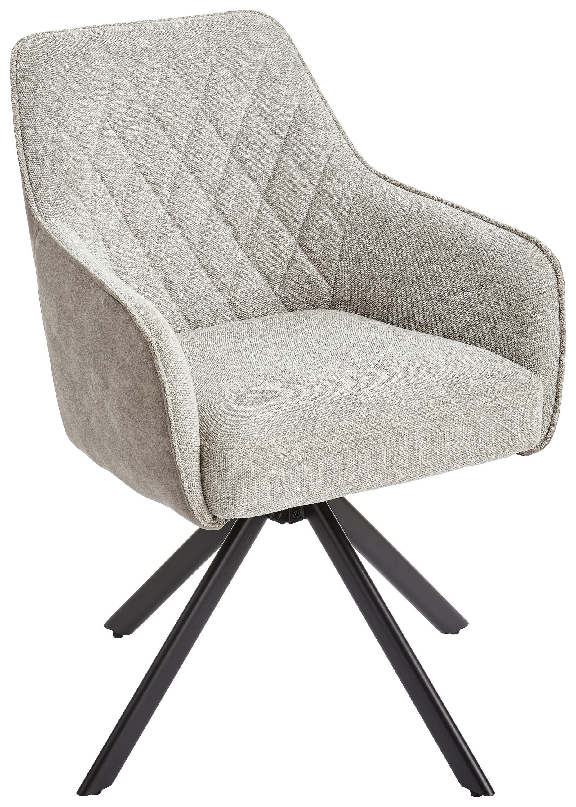 Armlehnstuhl Jule Beige/Schwarz Echtholz-Beine