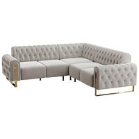 ECKSOFA  Beige Velours  - Beige/Goldfarben, KONVENTIONELL, Textil/Metall (264/264cm) - Carryhome