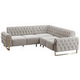 ECKSOFA  in Velours Beige  264/264 cm  - Beige/Goldfarben, KONVENTIONELL, Textil/Metall (264/264cm) - Carryhome