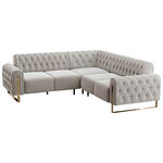 ECKSOFA  in Velours Beige  264/264 cm  - Beige/Goldfarben, KONVENTIONELL, Textil/Metall (264/264cm) - Carryhome
