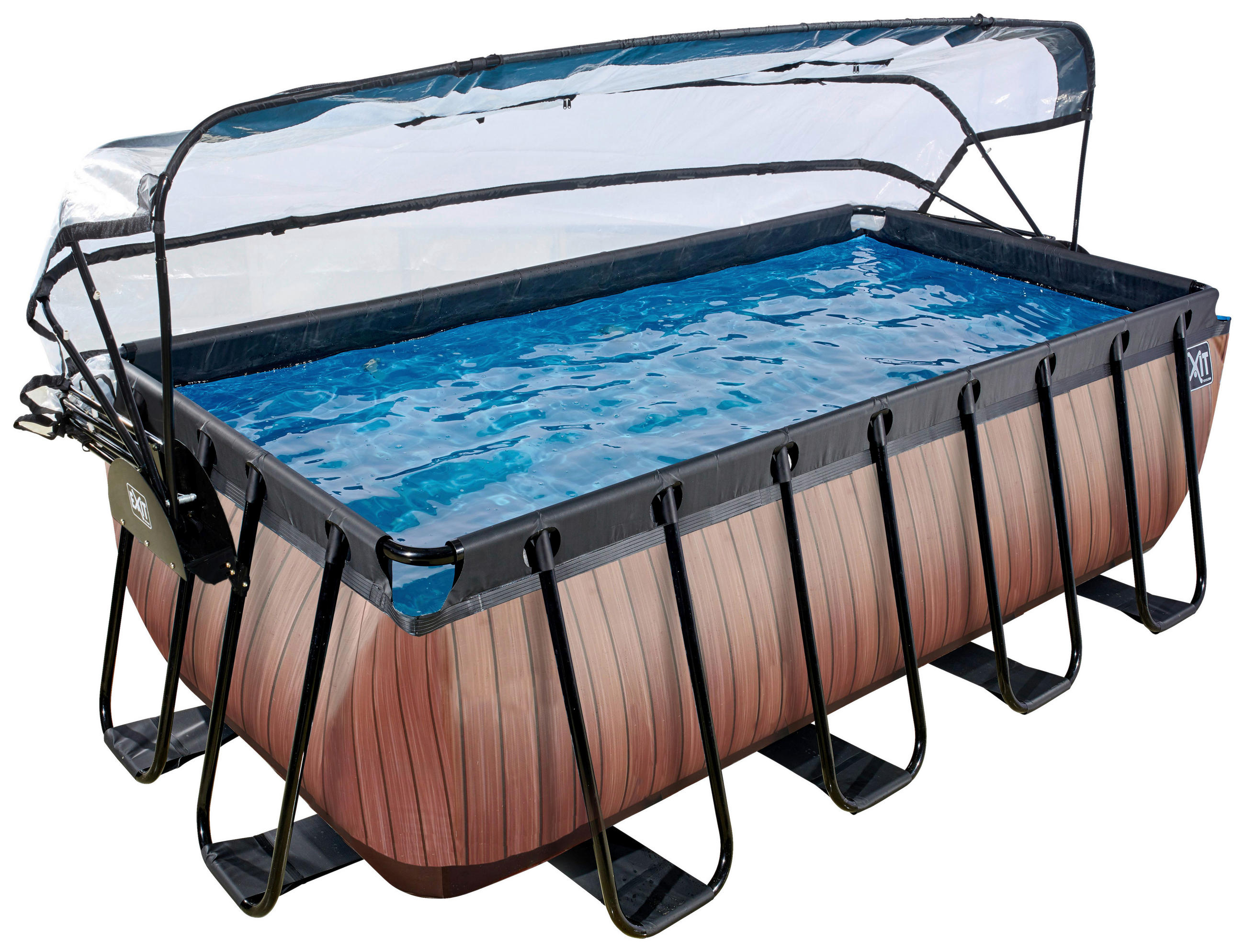 POOL-SET WOOD 400/200/122 cm  - Braun, KONVENTIONELL, Metall (400/200/122cm) - EXIT Toys