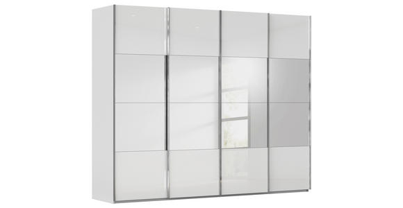 SCHWEBETÜRENSCHRANK  in Weiß, Seidengrau  - Chromfarben/Seidengrau, Design, Glas/Holzwerkstoff (271/235/68cm) - Novel