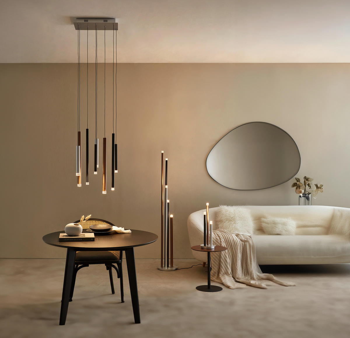 ZÁVESNÉ LED SVIETIDLO, 40/25/180 cm  - hnedá/čierna, Design, kov/plast (40/25/180cm)