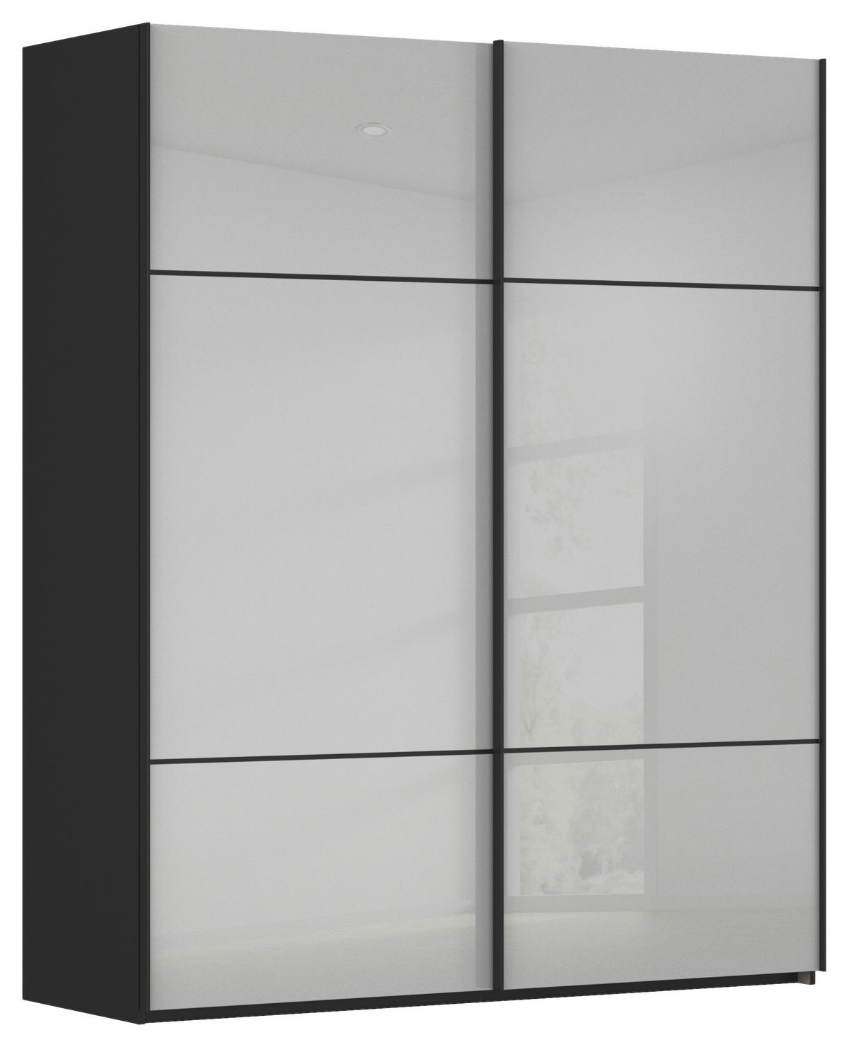 SCHWEBETÜRENSCHRANK 162/223/68 cm 2-türig Grau, Schwarz  - Schwarz/Grau, KONVENTIONELL, Glas/Holzwerkstoff (162/223/68cm) - Novel