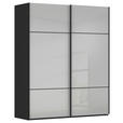 SCHWEBETÜRENSCHRANK 162/223/68 cm 2-türig Grau, Schwarz  - Schwarz/Grau, KONVENTIONELL, Glas/Holzwerkstoff (162/223/68cm) - Novel
