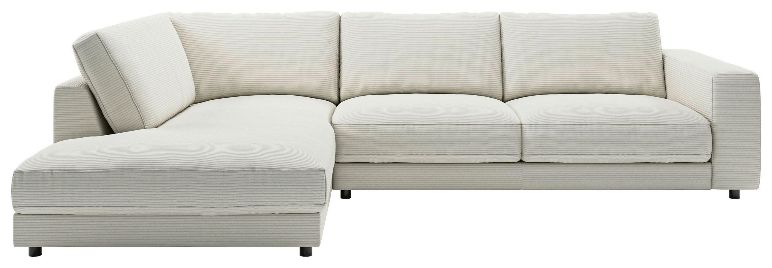 ECKSOFA in Cord Hellgrau  - Hellgrau/Schwarz, Design, Kunststoff/Textil (224/325cm) - Pure Home Lifestyle