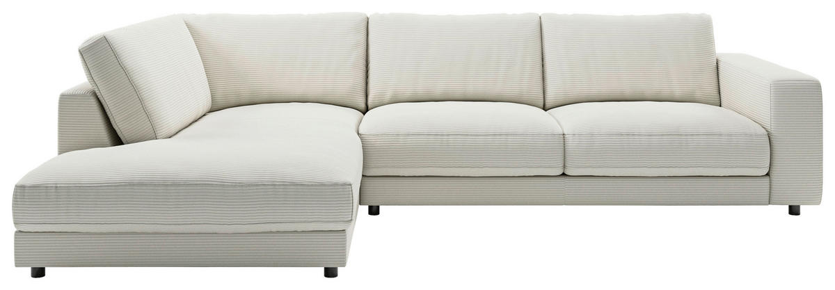 ECKSOFA in Cord Hellgrau  - Hellgrau/Schwarz, Design, Kunststoff/Textil (224/325cm) - Pure Home Lifestyle