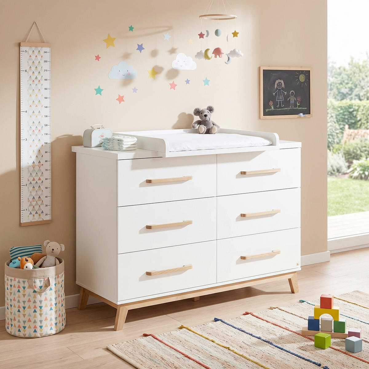 WICKELKOMMODE PINOLINO RIVA Weiß  - Eschefarben/Weiß, Design, Holz (140/105/78cm) - Pinolino