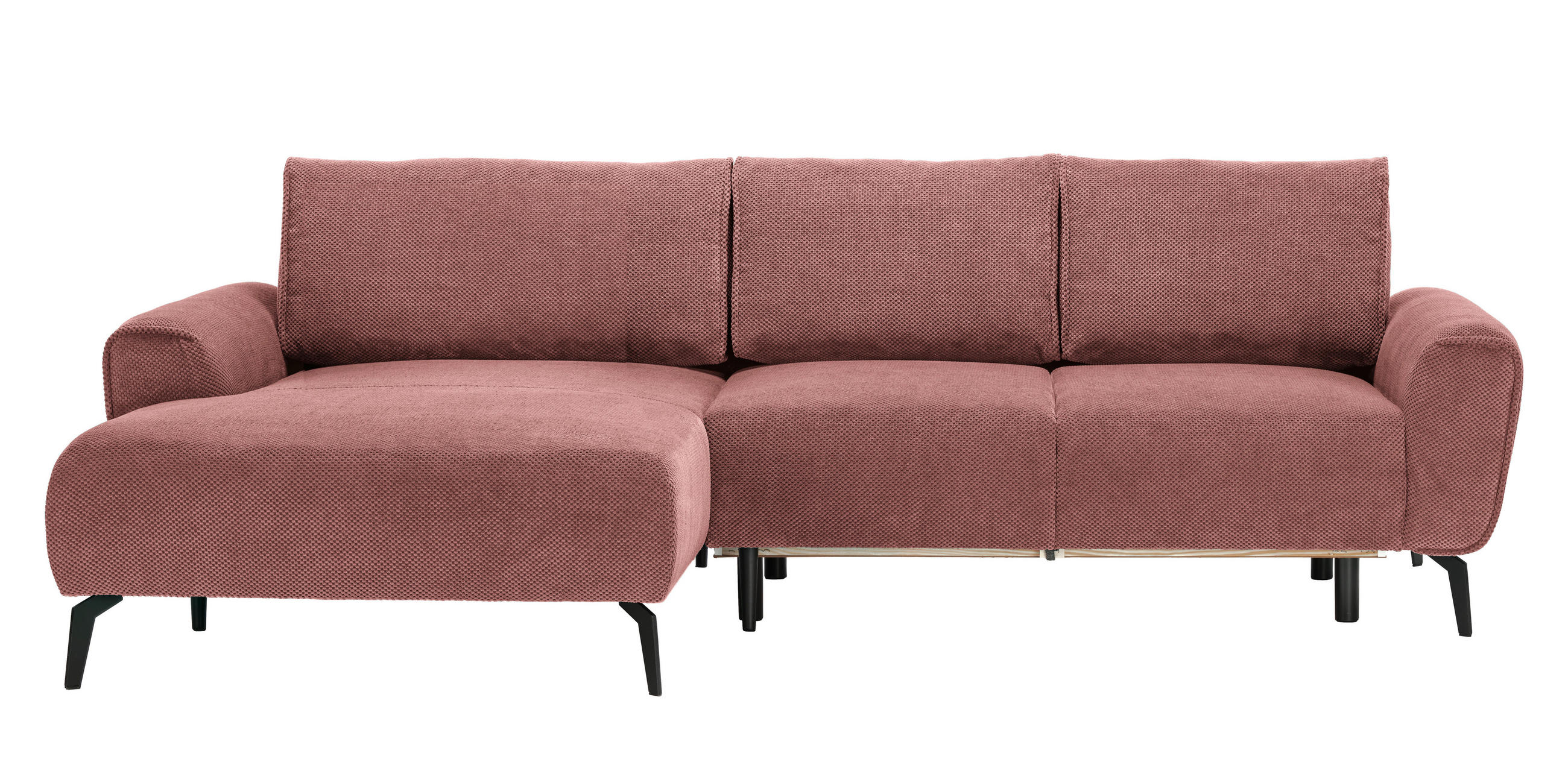 ECKSOFA in Webstoff Koralle  - Koralle/Schwarz, Design, Textil/Metall (170/272cm) - Welnova