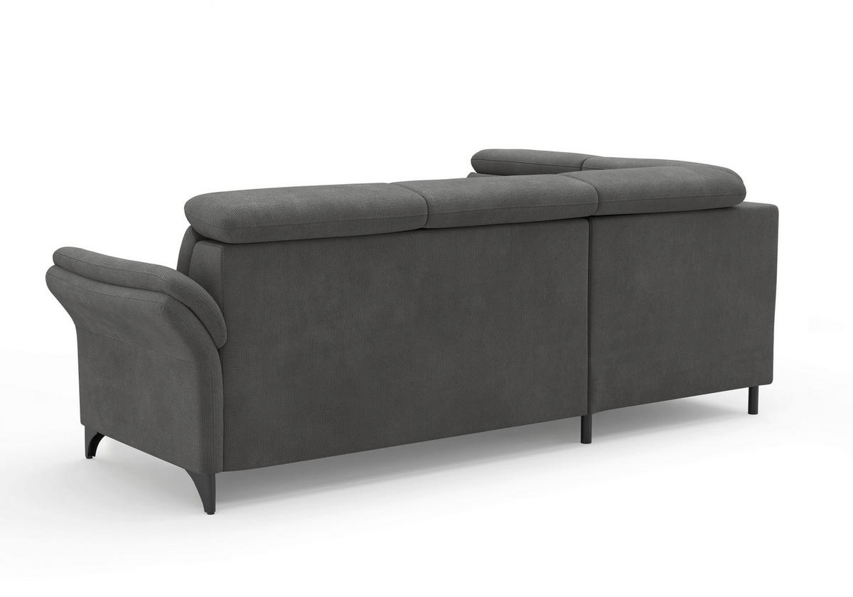 ECKSOFA GLENDALE E Grau Flachgewebe  - Schwarz/Grau, KONVENTIONELL, Textil/Metall (193/247cm) - Sit & More
