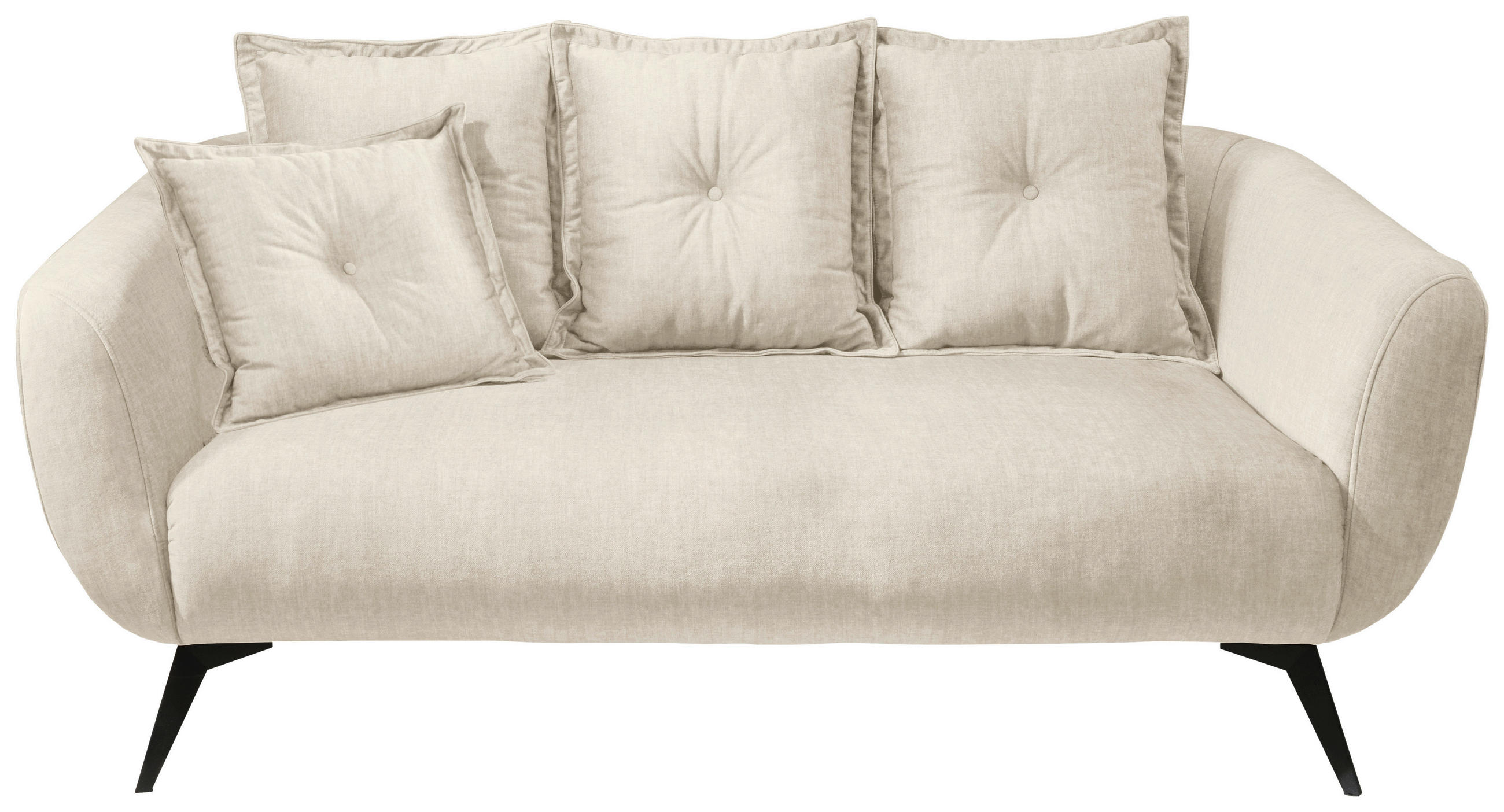 2,5-SITZER  in Velours Schwarz, Beige  - Beige/Schwarz, MODERN, Textil/Metall (196/94/103cm) - Livetastic