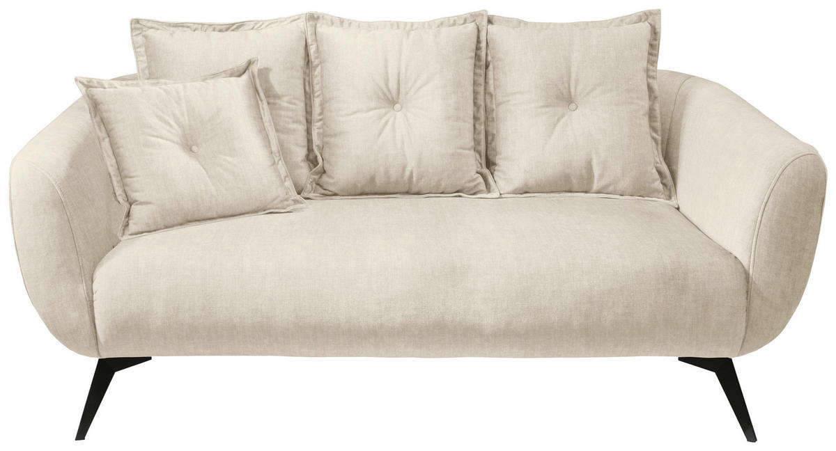 2,5-SITZER  in Velours Schwarz, Beige  - Beige/Schwarz, MODERN, Textil/Metall (196/94/103cm) - Livetastic