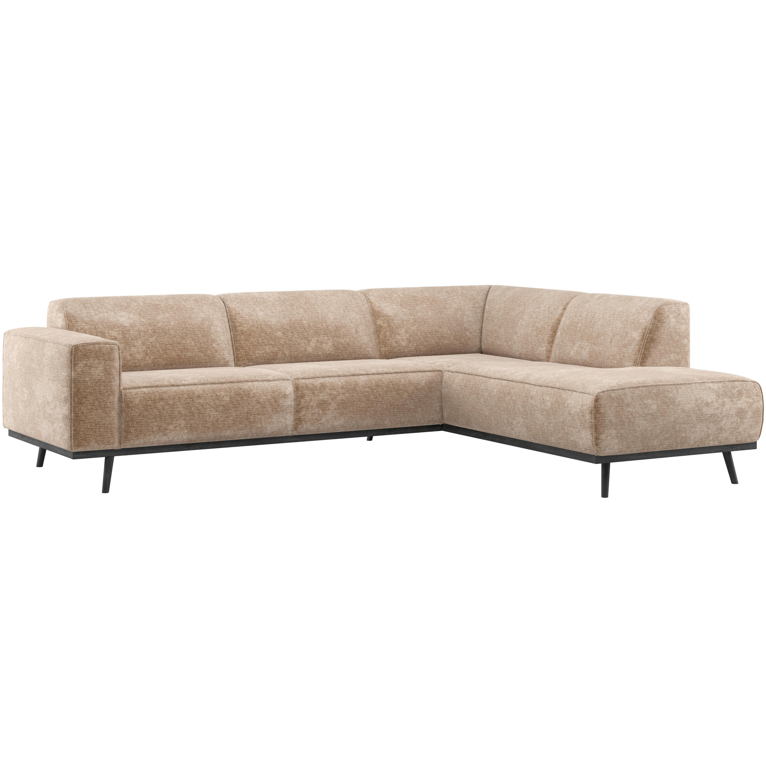 ECKSOFA Statement in Chenille, Samt Taupe  274/210 cm  - Taupe/Schwarz, MODERN, Holz/Textil (274/210cm) - Livetastic