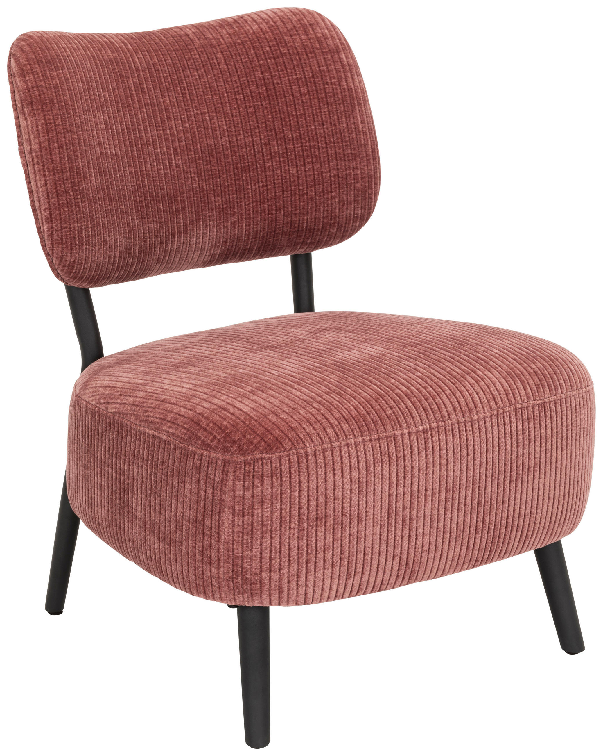 SESSEL in Cord Koralle  - Koralle/Schwarz, Design, Textil/Metall (62/76/65,5cm) - P & B