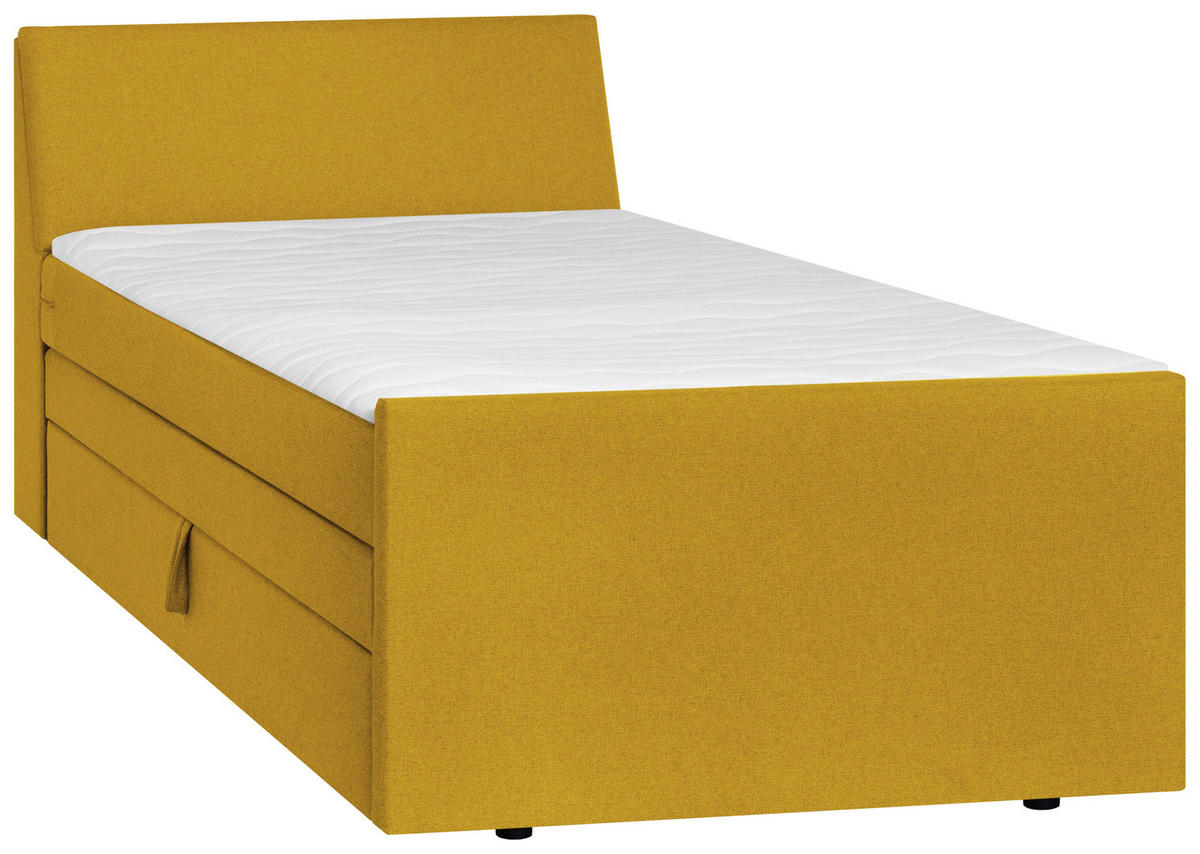 BOXSPRING-ÁGY 100/200 cm  sárga  - sárga/fekete, Modern, textil/fa (100/200cm) - MID.YOU