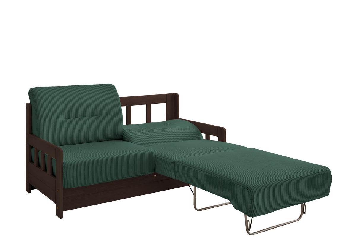 SCHLAFSOFA in Cord Nussbaumfarben, Dunkelgrün  - Dunkelgrün/Nussbaumfarben, MODERN, Holz/Textil (154/88/90cm) - Livetastic