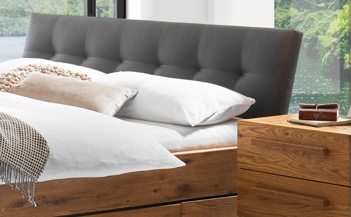 STAURAUMBETT 140/200 cm  in Dunkelgrau, Wildeiche  - Wildeiche/Dunkelgrau, Design, Holz (140/200cm) - Hasena
