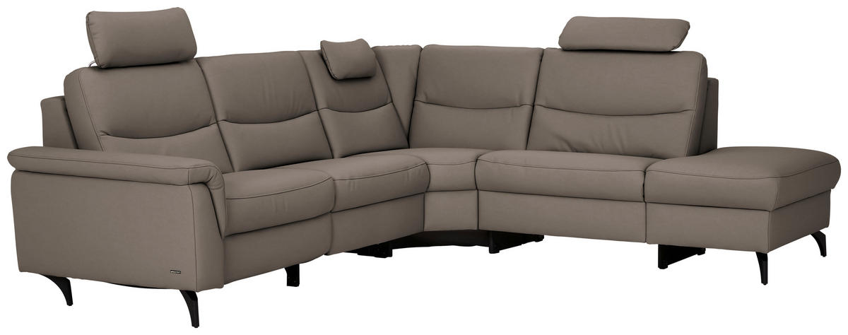 ECKSOFA  in Echtleder Graubraun  280/249 cm  - Anthrazit/Graubraun, Design, Leder/Metall (280/249cm) - Himolla Komfortklass