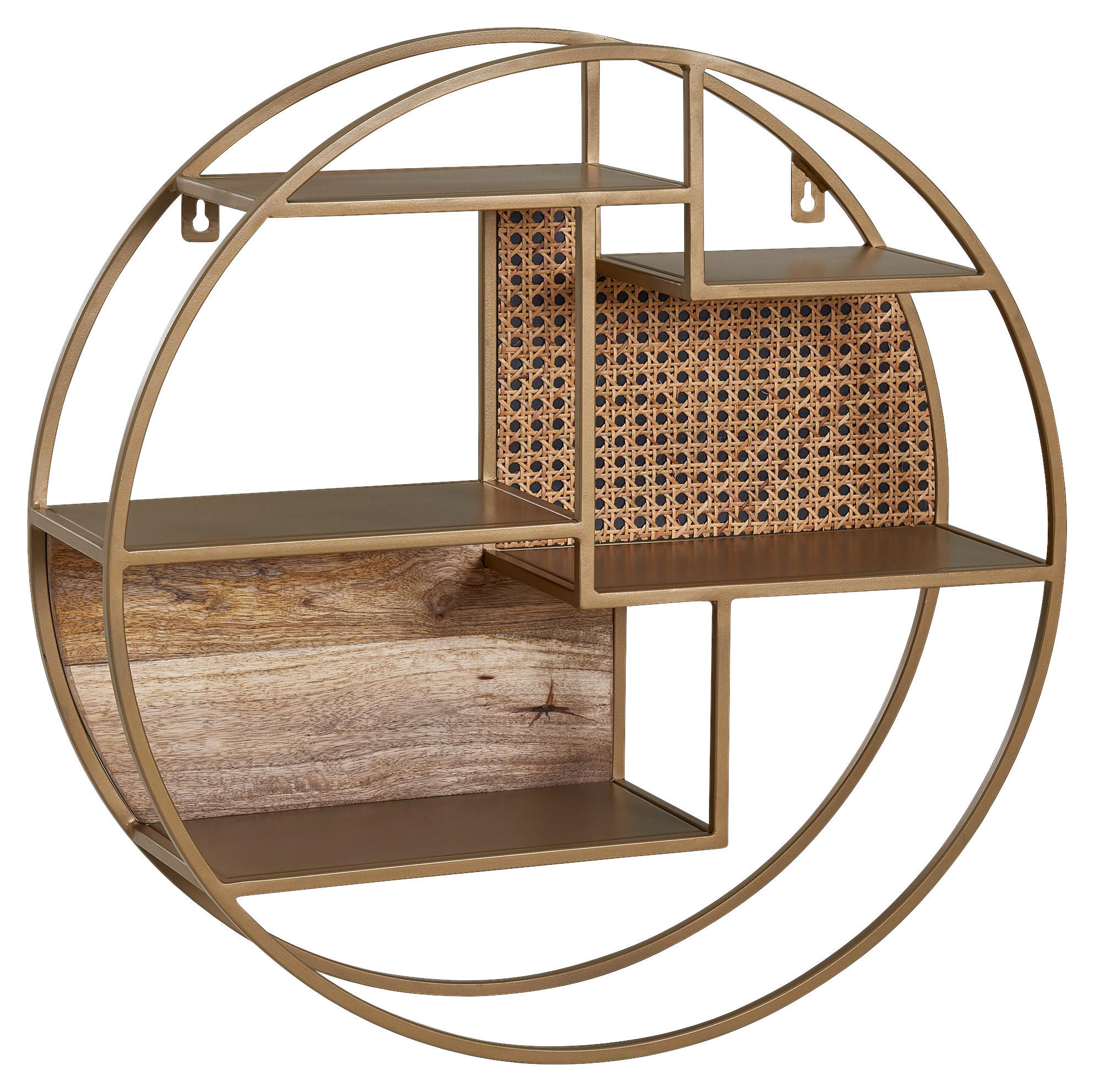 WANDREGAL 62/62/17 cm  - Messingfarben/Braun, MODERN, Holz/Metall (62/62/17cm) - MID.YOU