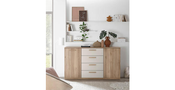 KOMMODE , 165/96/38 cm, 4 Schublade(n)  - Kaschmir/Eichefarben, Design, Holz/Holzwerkstoff (165/96/38cm) - Xora