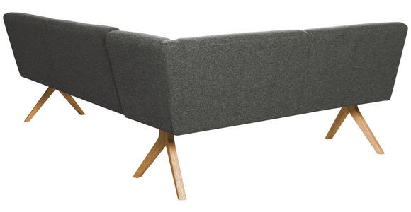 ECKBANK 172/238 cm Webstoff Dunkelgrau Eiche vollmassiv   - Eichefarben/Dunkelgrau, KONVENTIONELL, Holz/Textil (172/238cm) - Linea Natura