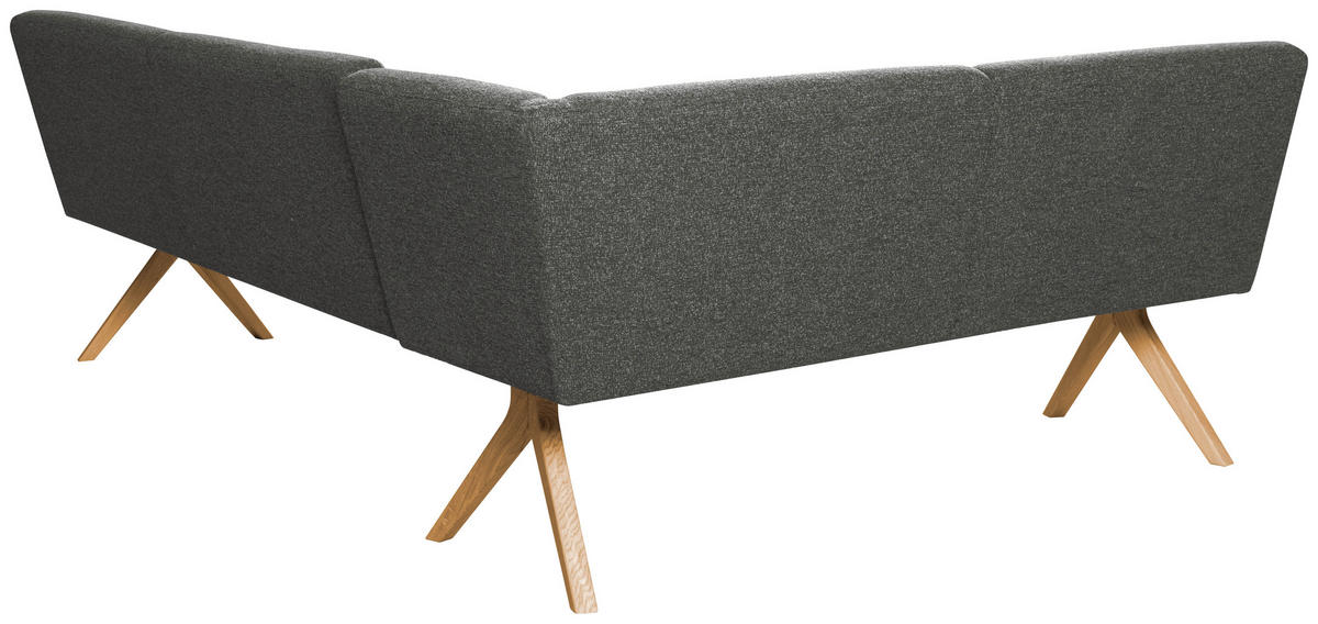ECKBANK 172/218 cm Webstoff Dunkelgrau Eiche vollmassiv   - Eichefarben/Dunkelgrau, KONVENTIONELL, Holz/Textil (172/218cm) - Linea Natura