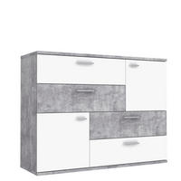 KOMODA, siva, bela  - siva/bela, Basics, umetna masa/leseni material (124,9/95,9/41,3cm) - MID.YOU