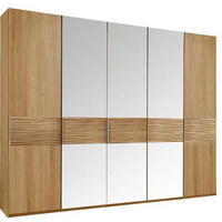 DREHTÜRENSCHRANK 250/216/58 cm 5-türig Eichefarben  - Eichefarben/Alufarben, Design, Glas/Holz (250/216/58cm) - Dieter Knoll