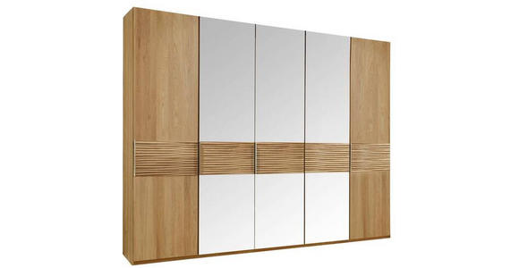 DREHTÜRENSCHRANK 250/216/58 cm 5-türig  - Eichefarben/Alufarben, Design, Glas/Holz (250/216/58cm) - Dieter Knoll