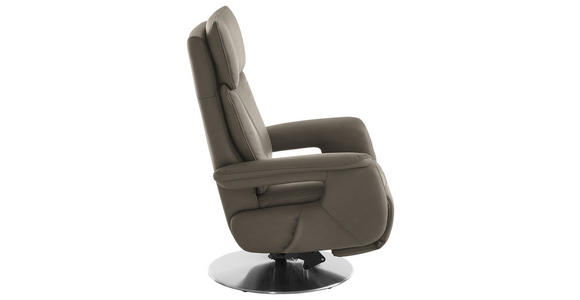 RELAXSESSEL in Leder Graubraun - Edelstahlfarben/Graubraun, Design, Leder/Metall (78/112/85cm) - Cantus