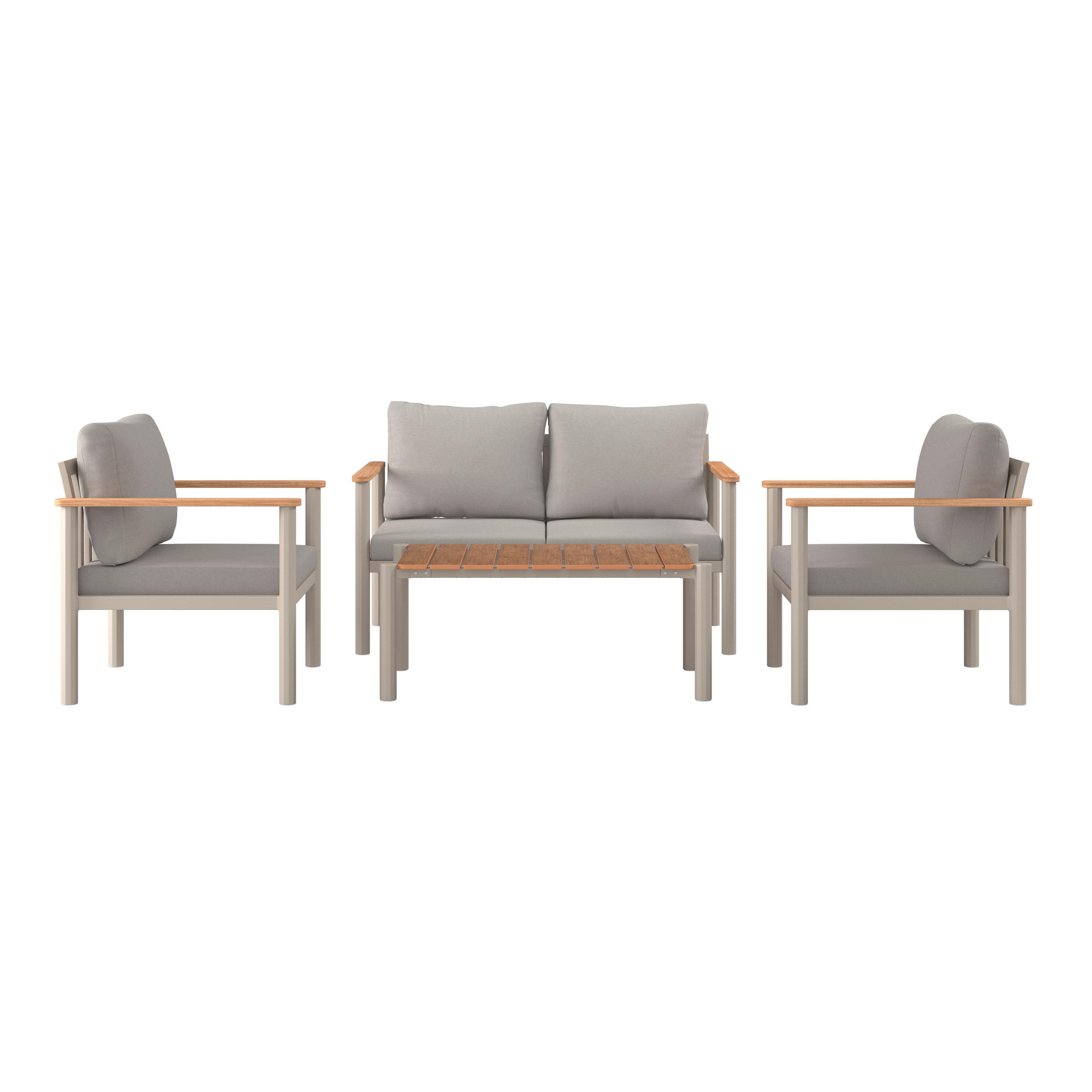 GARTENSET Webstoff Aluminium  - Beige/Hellgrau, MODERN, Kunststoff/Textil - Ambia Garden