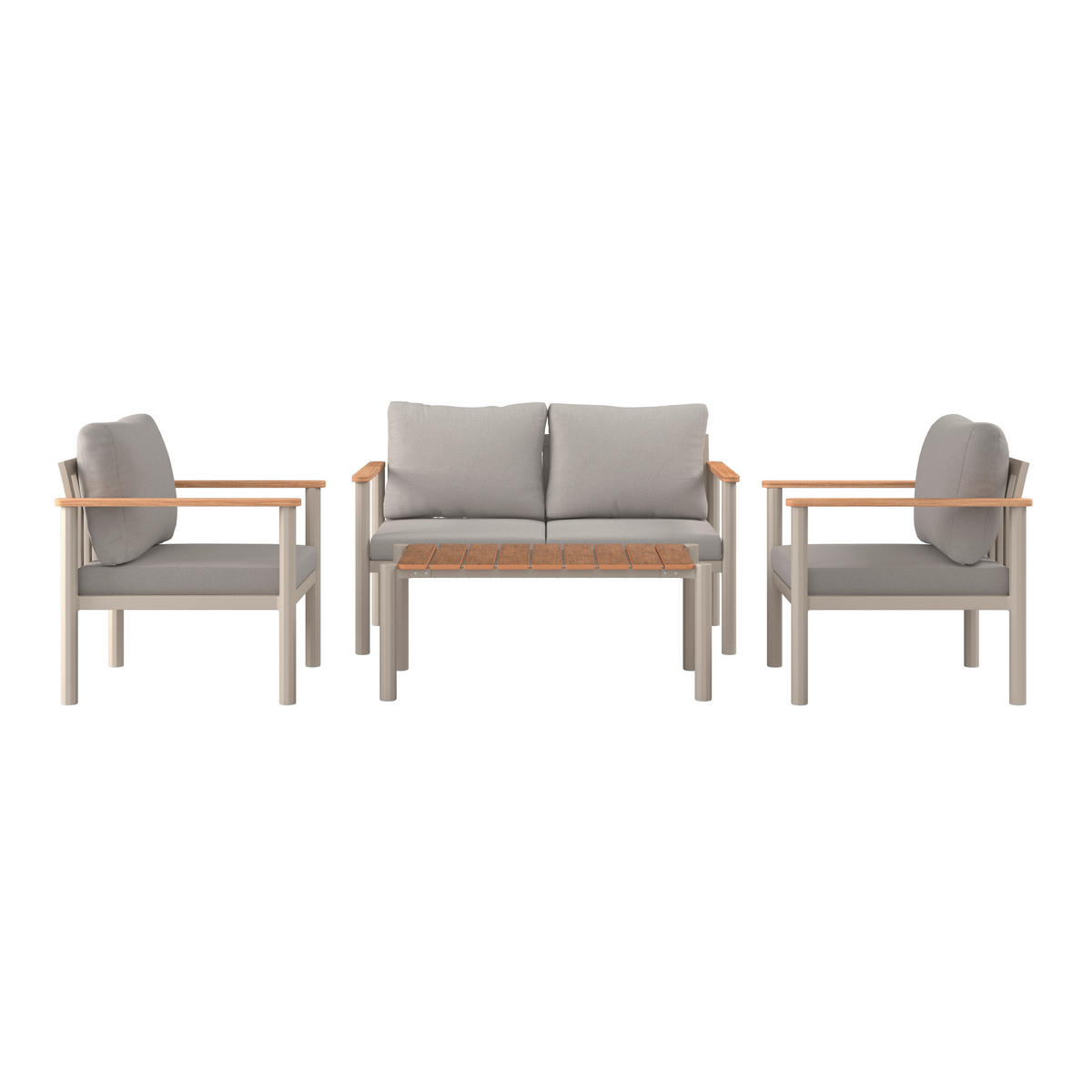KERTI BÚTORSZETT 4 részes  - bézs/világosszürke, Modern, műanyag/textil - Ambia Garden