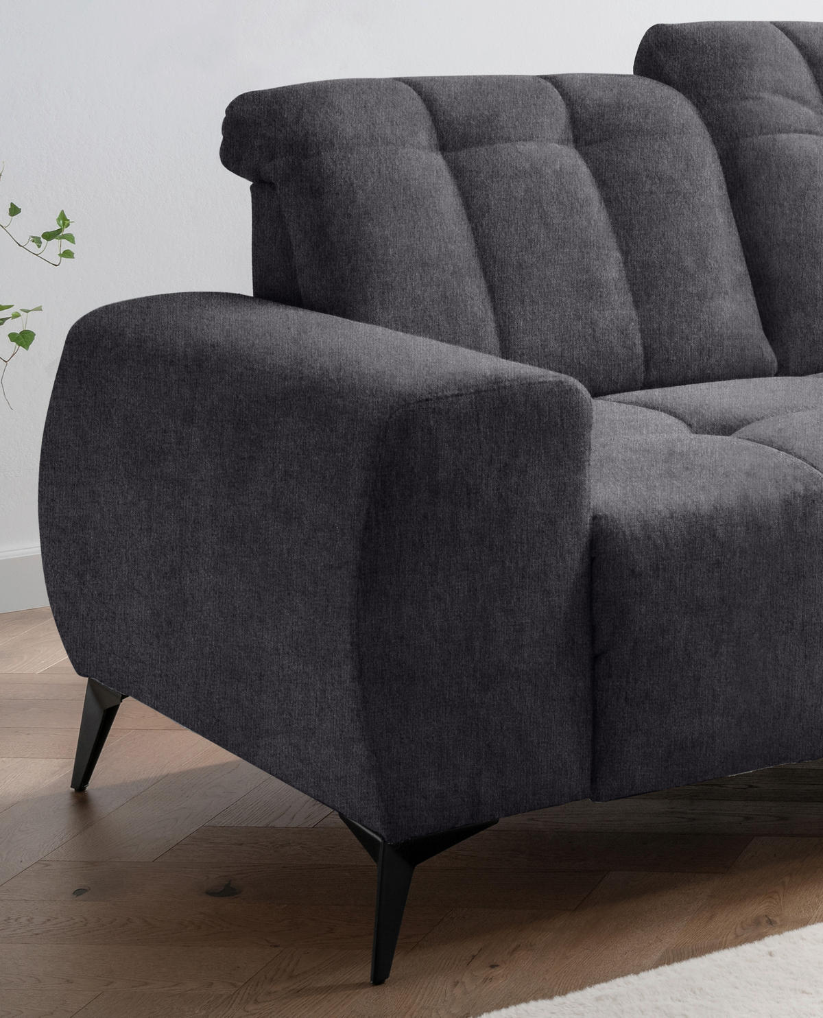 ECKSOFA in Mikrofaser Anthrazit  - Anthrazit/Schwarz, Modern, Textil/Metall (261/200cm) - Livetastic